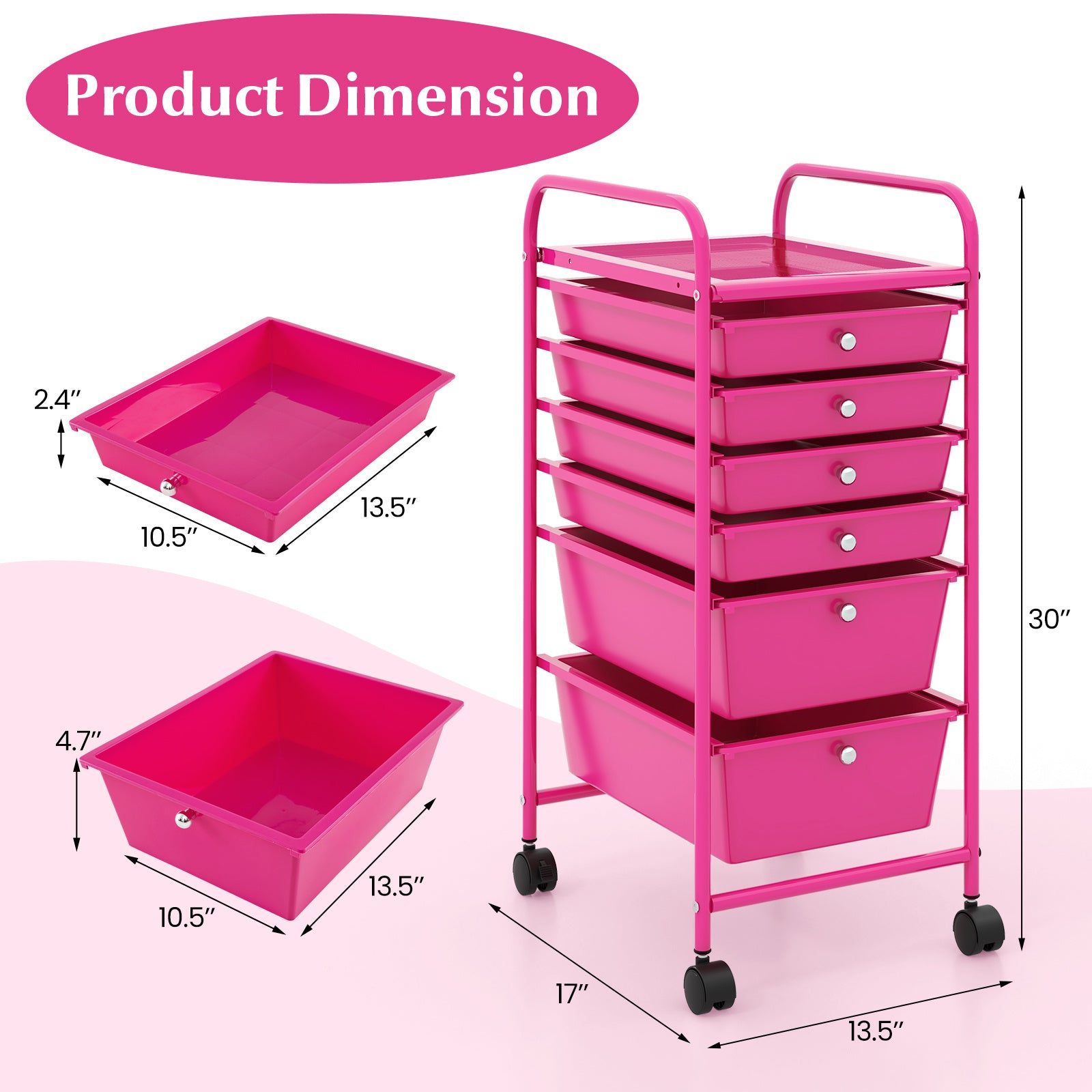 COSTWAY 6 Drawer Rolling Storage Cart Scrapbook Paper Office Organizer