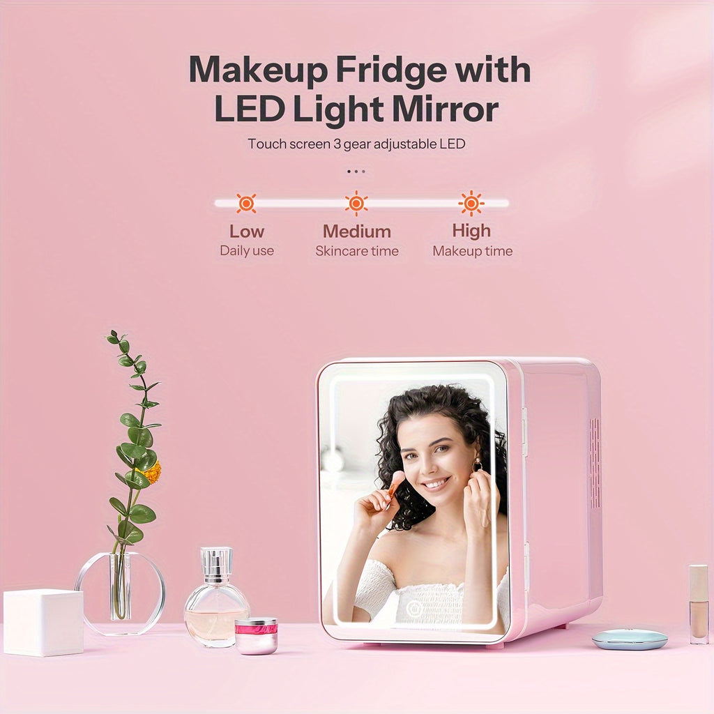 1.59gal Skincare Fridge with Dimmable LED Light and mirror