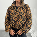 Leopard Zip-Up Long Sleeve Jacket Fleece jacket