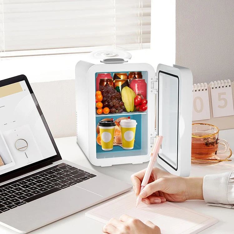 Pink Mini Skincare Fridge - Portable Cosmetic Refrigerator (4°C-12°C, Ultra-Quiet, USB Powered)
