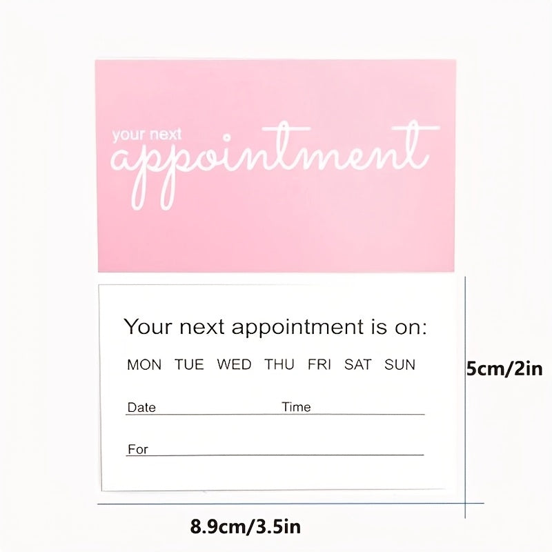 50pcs Pink & White Double-Sided Appointment Cards Suitable for Clinics, Salons, Spas, Offices - Scheduling System with Pre-Booking Reminders