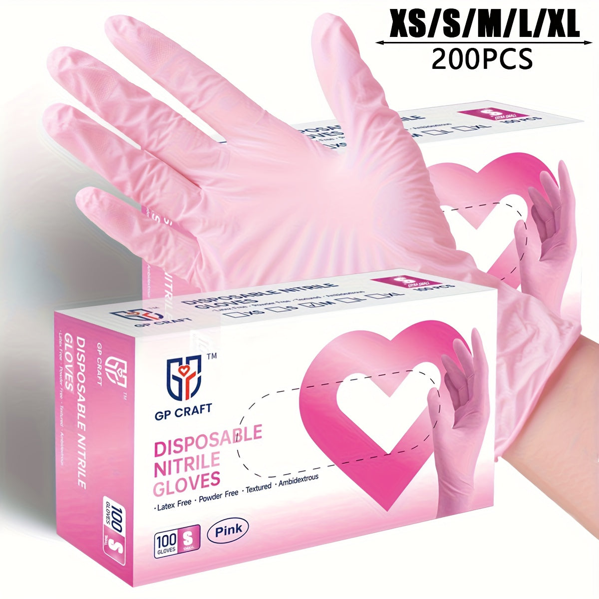 Pink Thickened Nitrile Gloves 200 pcs