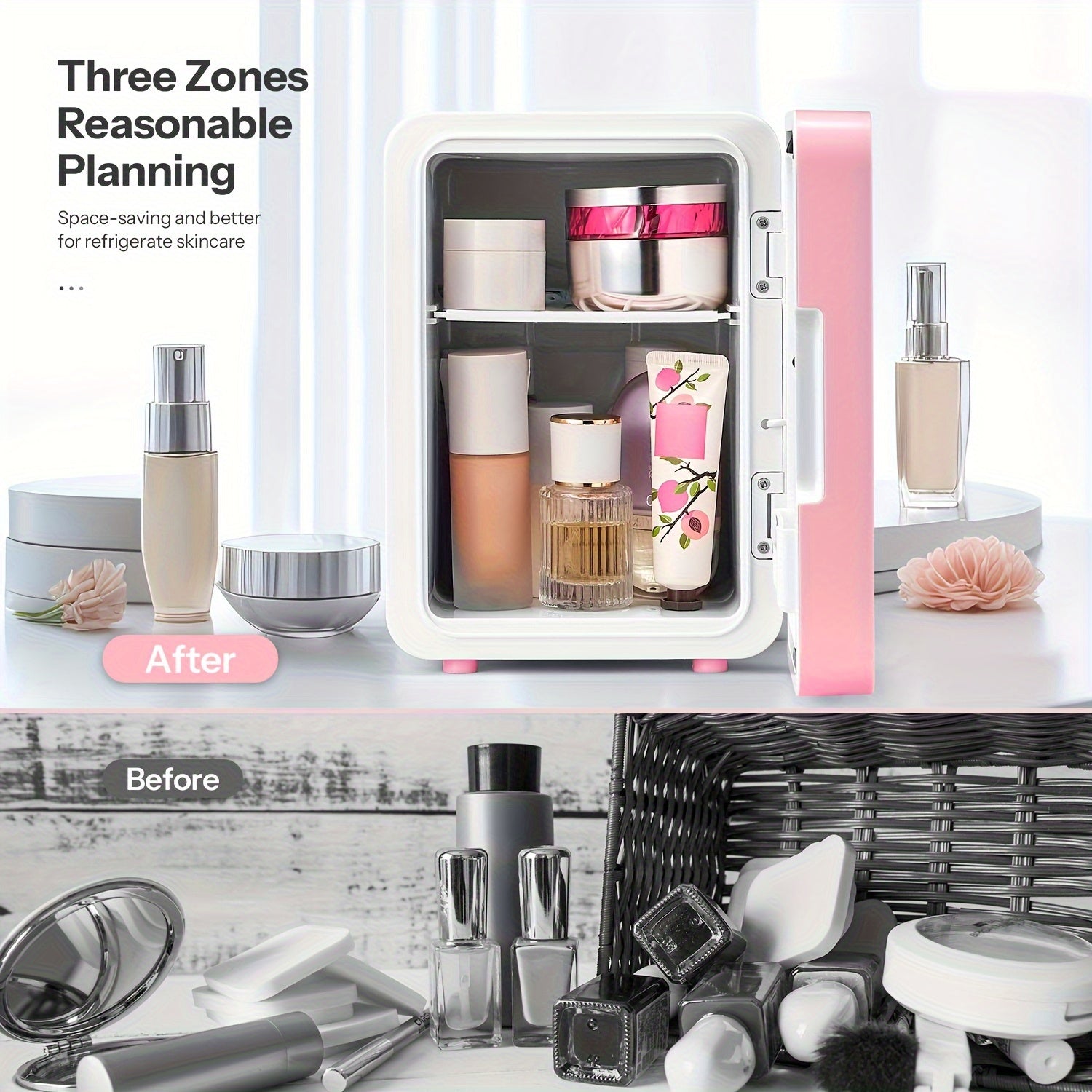 1.59gal Skincare Fridge with Dimmable LED Light and mirror