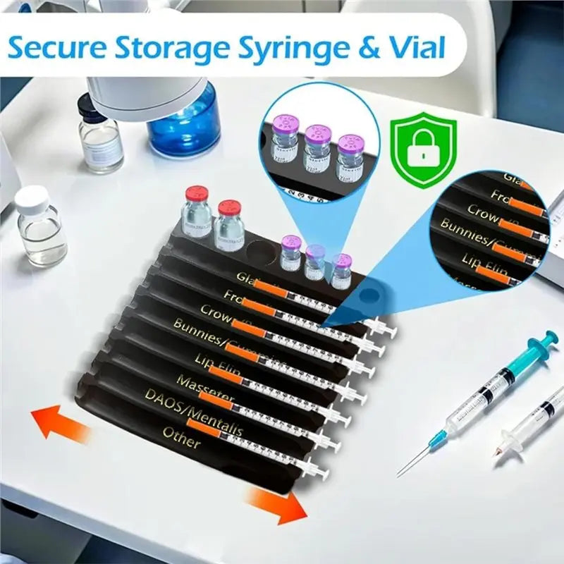 Labeled Syringe Tray For Aesthetic Practitioner With 8 Slot Label