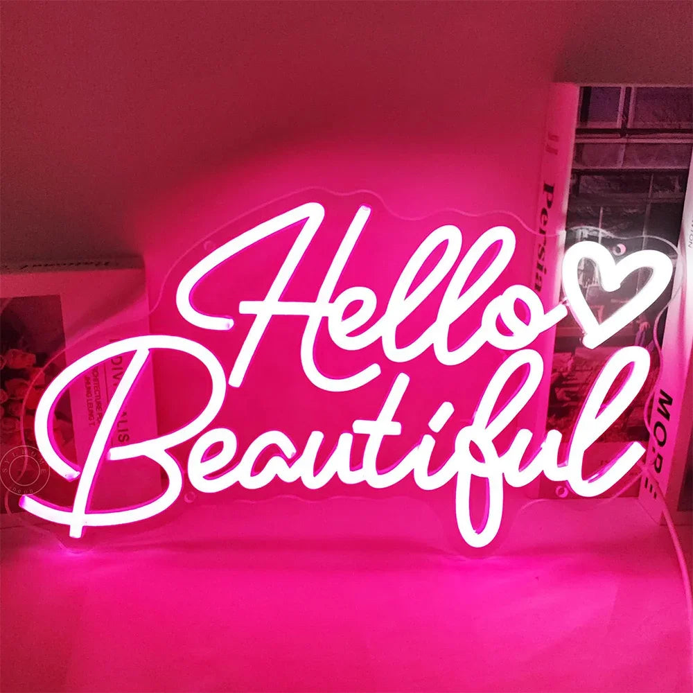 Hello Beautiful Led Neon Light Sign USB