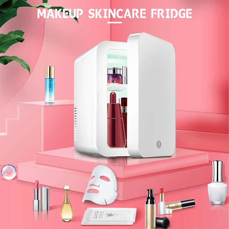 Pink Mini Skincare Fridge - Portable Cosmetic Refrigerator (4°C-12°C, Ultra-Quiet, USB Powered)
