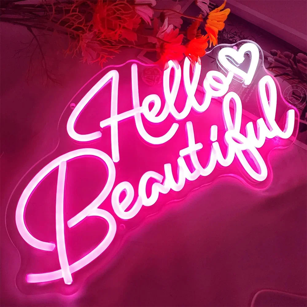 Hello Beautiful Led Neon Light Sign USB