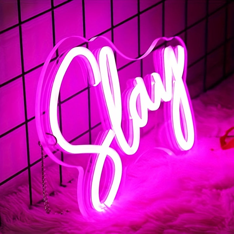 Pink Slay Neon Sign - LED Neon Sign for Bedroom Room Decor USB Aesthetic Game Center Slay Neon 10"