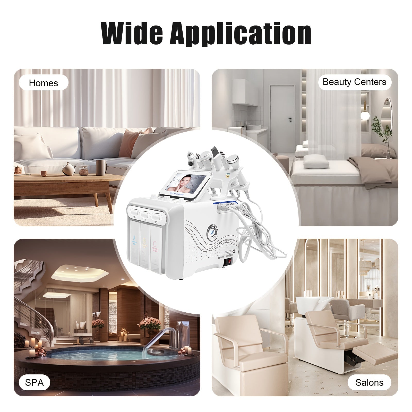 6-in-1 Multifunctional Hydrogen Oxygen Facial Beauty Machine - Mini Skincare Device with 6 Modes (Pore Cleansing, Collagen Boost, Hydration, Exfoliation, & Dark Spot Reduction) for Home & Professional Salon Use, 110-240V, US Plug, Skincare Routine, Sleek