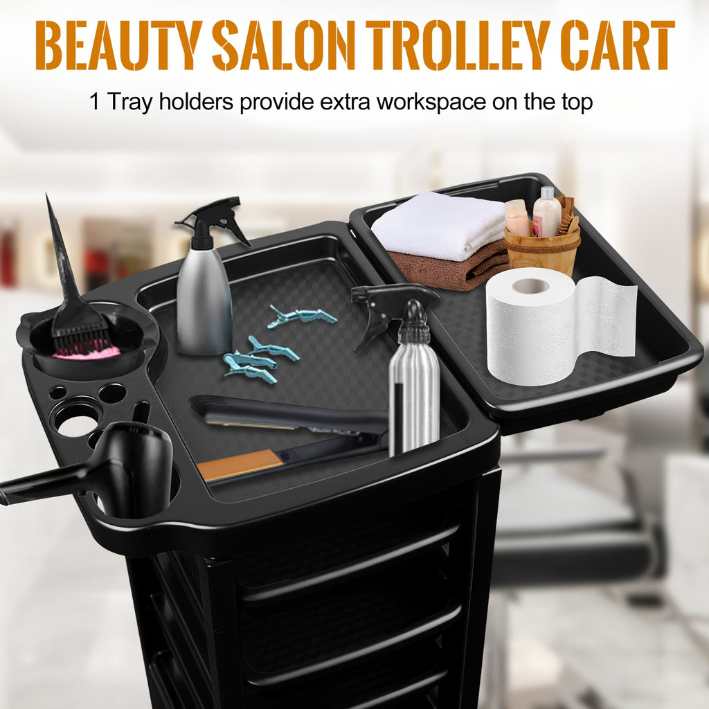 Spa Storage Systems Salon Trolley Cart, 5-Tier Black
