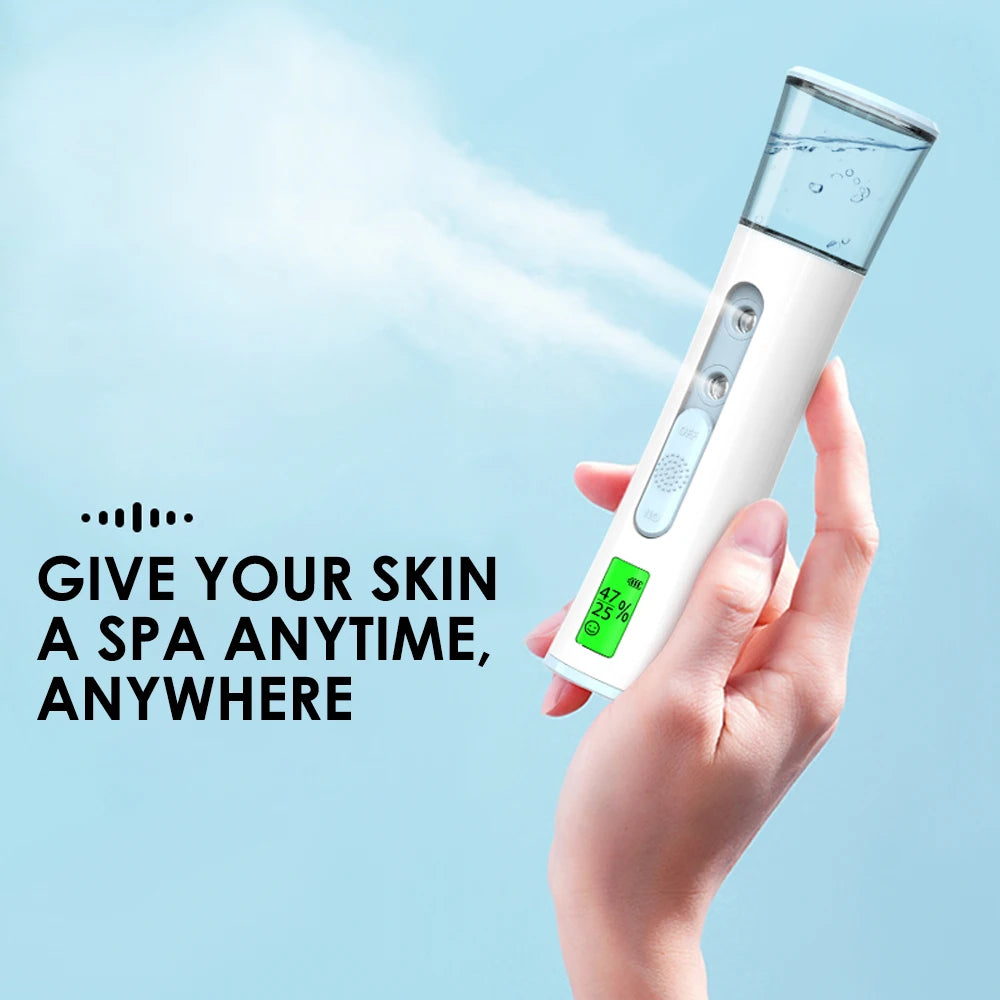 Keep it Steamy- Double Spray-head Nano Mist Sprayer 30ml LED Display Portable Facial Steamer Hydrating Humidifier