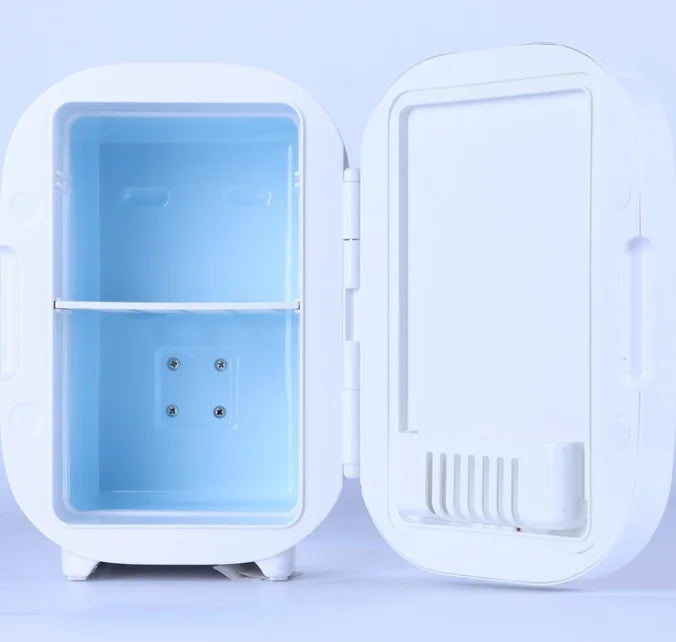 8L Portable Cosmetic Fridge - Mini Beauty Cooler with LED Mirror for Skincare (12V, Pink, Customizable, Bedroom/Office Use)