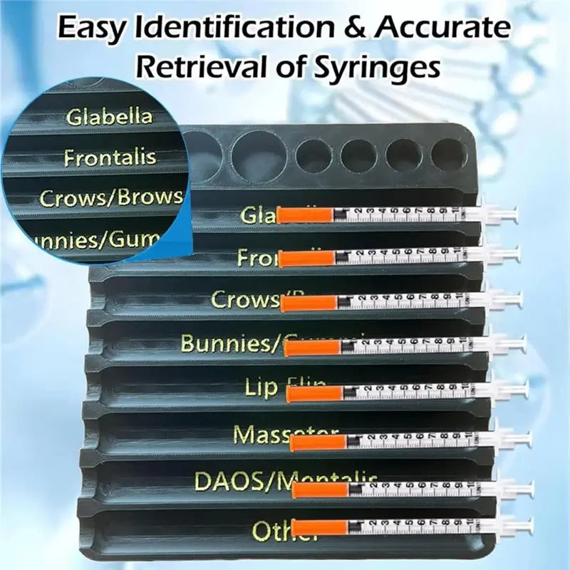 Labeled Syringe Tray For Aesthetic Practitioner With 8 Slot Label