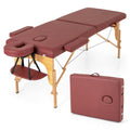 84 Inch Foldable Table with Carrying Bag and Height Adjustable-Red