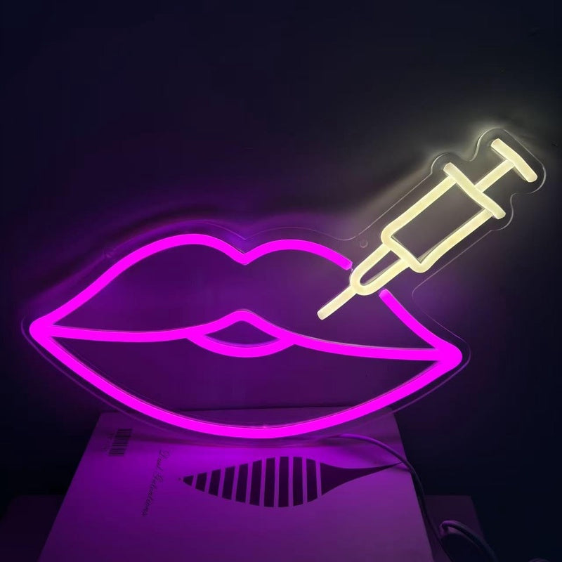 Lip Fillers Neon Sign Botox Filler Led Light Sign Lip Signs Botox Art Neon For Medspa Décor Injector Spa Studio Decoration