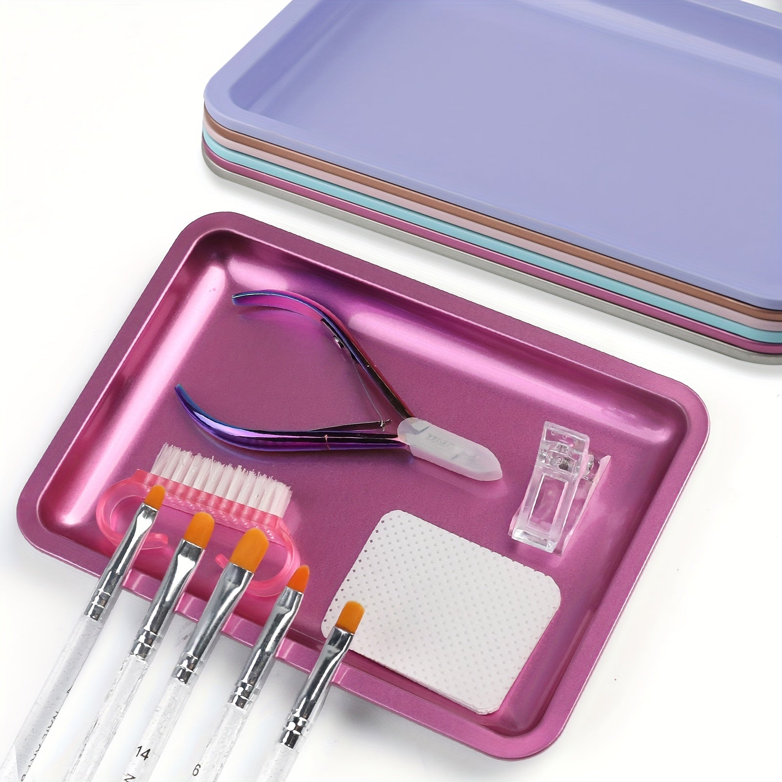 Square stainless steel accessory tray manicure tool storage tray cosmetic tray metal tray