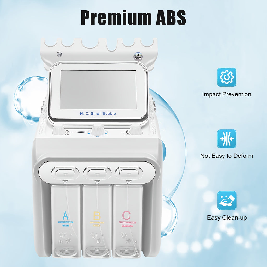 6-in-1 Multifunctional Hydrogen Oxygen Facial Beauty Machine - Mini Skincare Device with 6 Modes (Pore Cleansing, Collagen Boost, Hydration, Exfoliation, & Dark Spot Reduction) for Home & Professional Salon Use, 110-240V, US Plug, Skincare Routine, Sleek