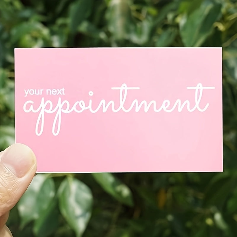 50pcs Pink & White Double-Sided Appointment Cards Suitable for Clinics, Salons, Spas, Offices - Scheduling System with Pre-Booking Reminders