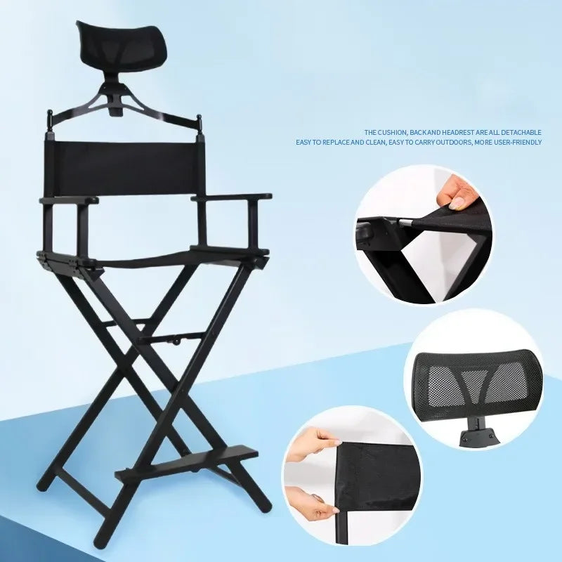 Metal Beauty and Hair Salon Chair, Foldable Portable Outdoor Chair, Multi-functional Aluminum Alloy Makeup Chair