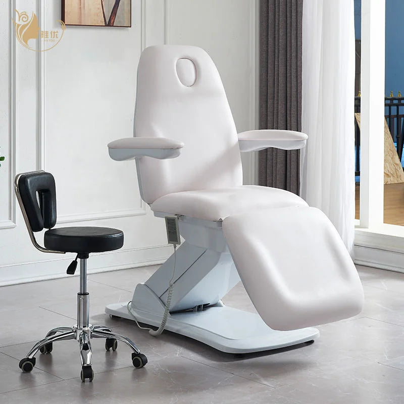Modern White Electric 3-Motor Lash Facial Spa Massage Bed for Beauty Salon