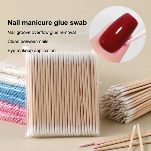 100pcs Disposable Wood Cotton Swab