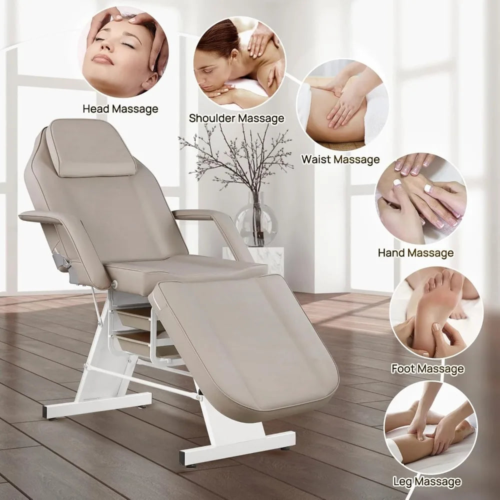 Facial Chair Massage Table 73inch Adjustable Tattoo Chair for Artist with Stool Facial Bed for Spa Beauty Esthetician，Customized