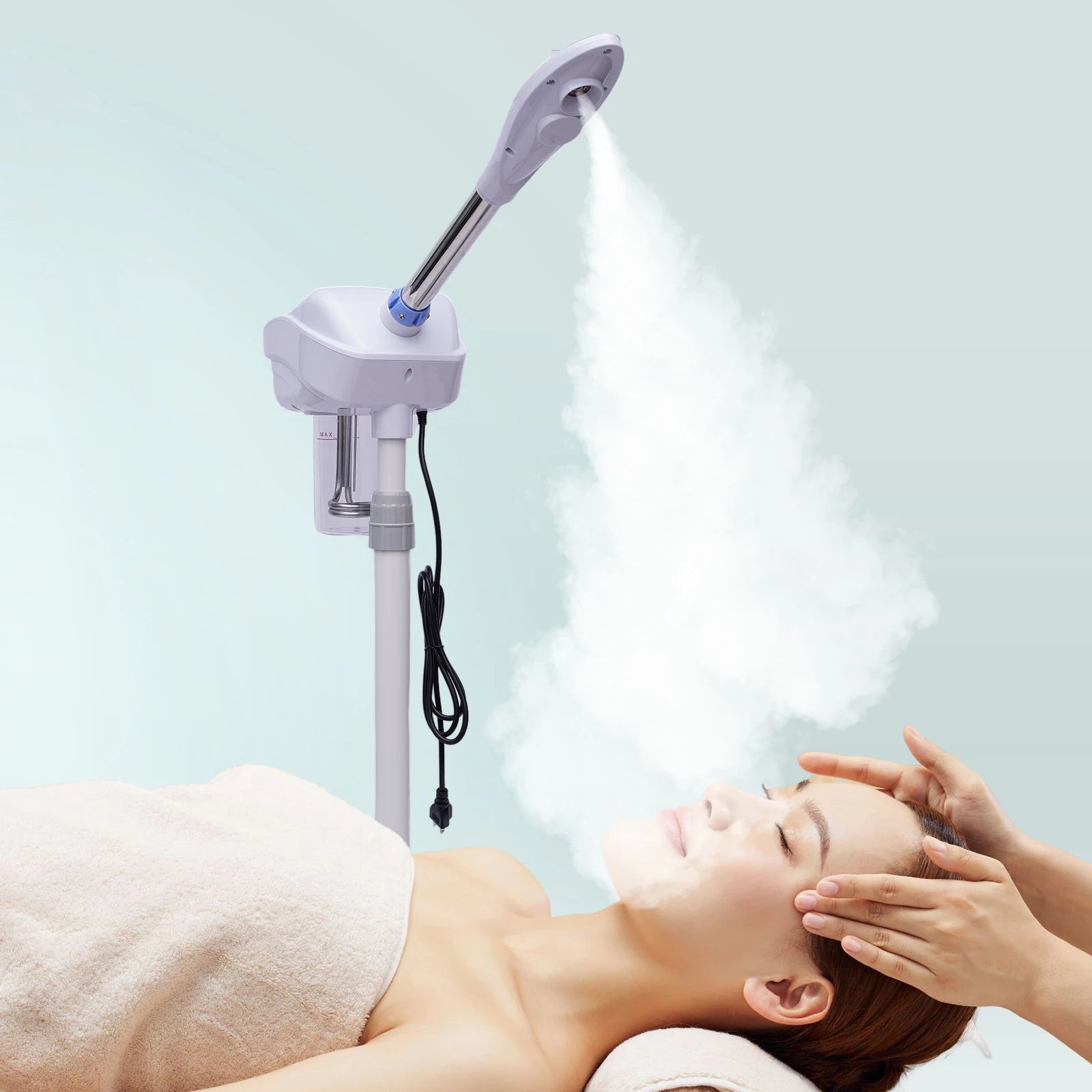 Professional Facial Steamer with Hot Mist Function Multifunctional Facial Steamer with Herbal Cup 360 Rotating Nozzle