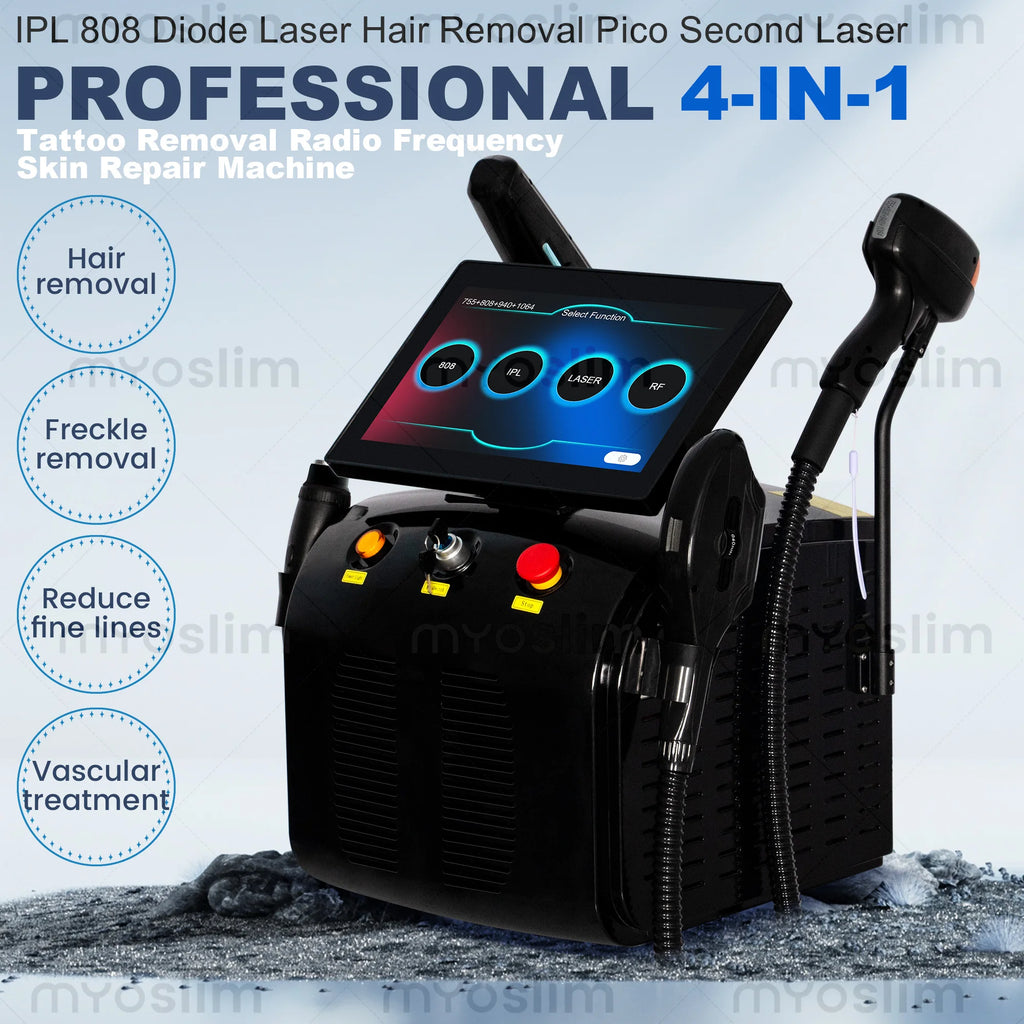 755 808 940 1064nm 4 Waves 4In1 Soprano Titanium Ice Laser ND YAG RF IPL FAC Technology Hair Removal Painless Device