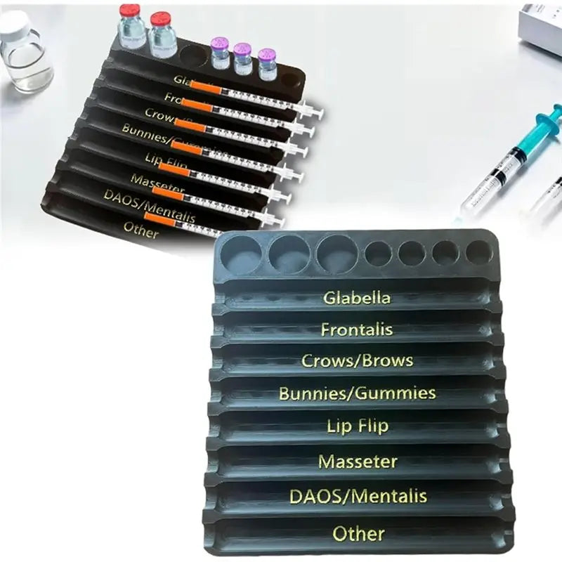 【LAST CHANCE】Syringe Tray With 8 Slot Label, Aesthetic Practitioner 3D Printed Vial Holder For Aesthetician Combination A