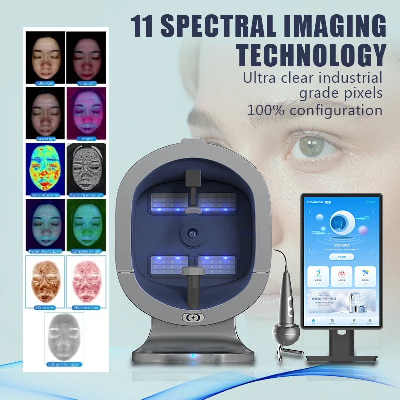 2026 New 3D Skin Intelligent Mirror with Wood Lamp – Facial Scanner, UV Skin Analyzer, Magic Skin Analysis Device