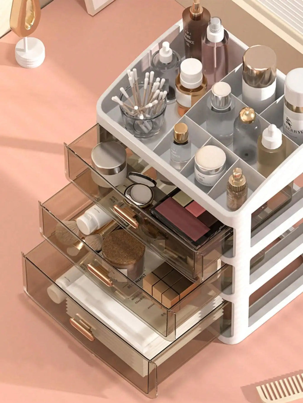 Desktop Dustproof Storage Box for Skincare Brushes Remote Chargers