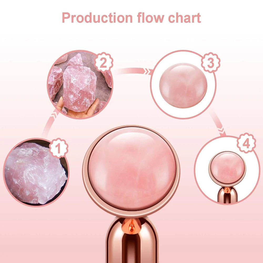 Vibin’ 4 in 1 Vibrating Rose Quartz Roller Face Roller Eye Massager