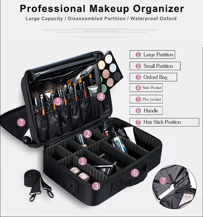 Brand Female High Quality Professional Makeup Organizer Bolso Mujer Cosmetic Bag Large Capacity Storage Case Multilayer Suitcase