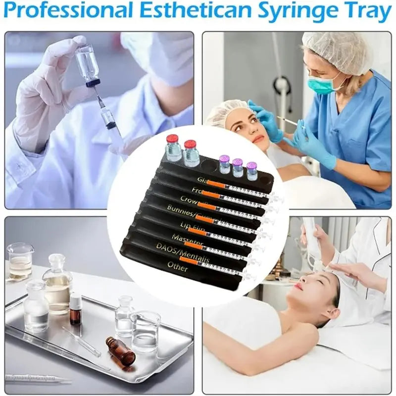 【LAST CHANCE】Syringe Tray With 8 Slot Label, Aesthetic Practitioner 3D Printed Vial Holder For Aesthetician Combination A