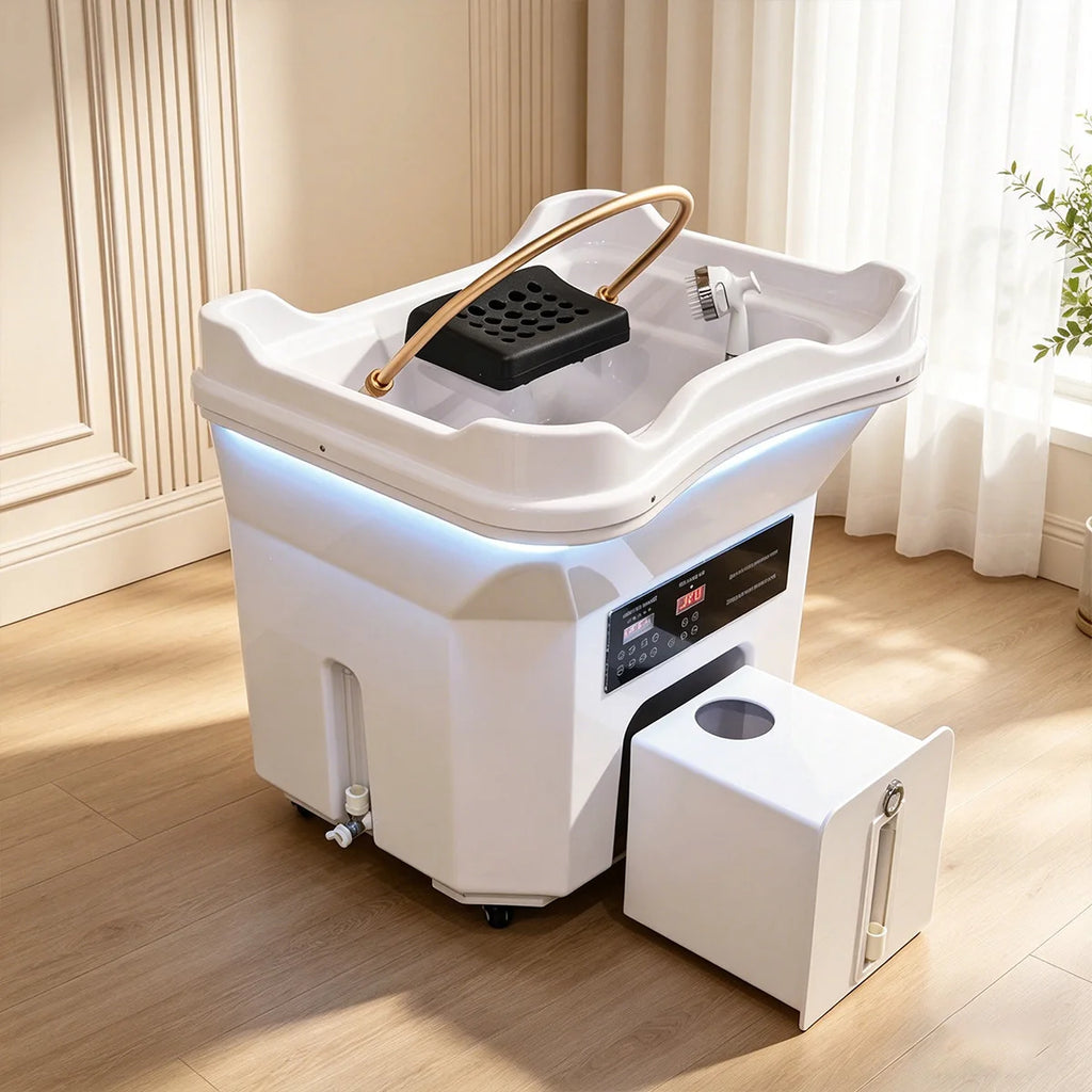 Head SPA Hydrotherapy Shampoo Basin for Head SPA and Hair Salon Shop, 60L Heatable Water Storage Tank, Delivery within 2-10 Days