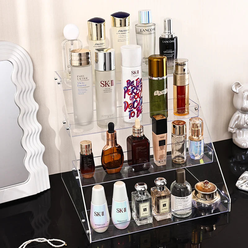 1pc stepped acrylic high skin care product storage rack desktop cosmetics storage rack storage box perfume organizer