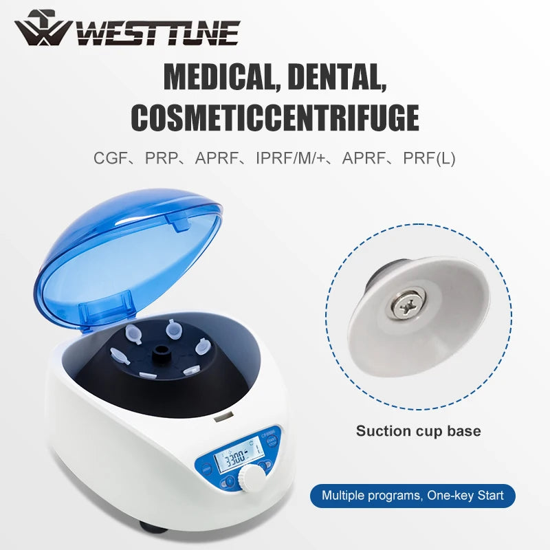 PRP Centrifuge 5000rpm LCD Digital Desktop Lab Centrifuge Medical Centrifuge 15mL/10mL/7mL/1.5-5ml Tube