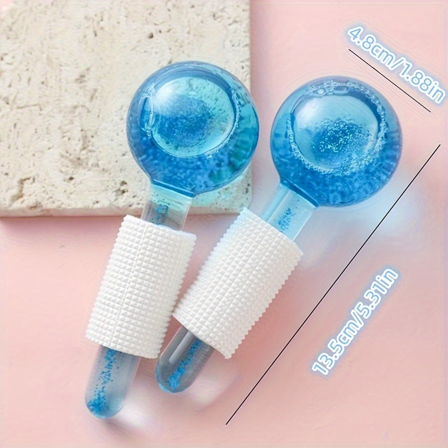2 Facial Ice Globes, a Box of 2 Glitter Massage Beauty Balls, for Facial Care, Balls, Facial Massage, Tools, Facial Cooling, Neck And Eyes, Daily Beauty, Skin Care