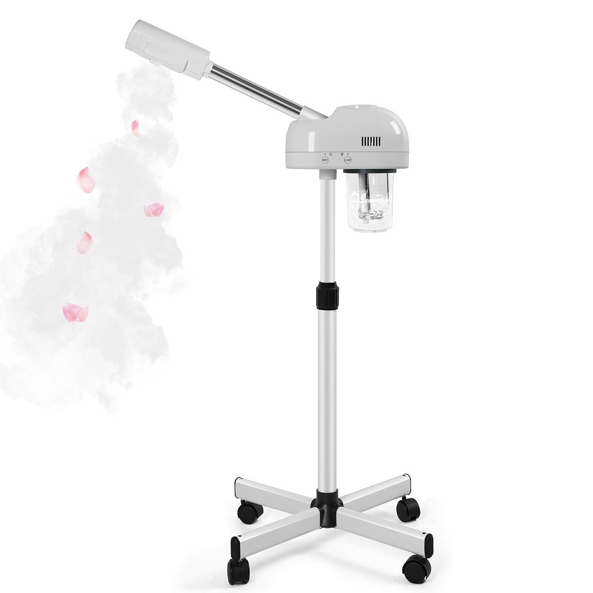 Professional Ozone Facial Steamer with Wheels | Adjustable Height 30.9"-41.5" Mobile System for Home, Spa, Beauty Clinic – Quiet Operation & Large Mist Output