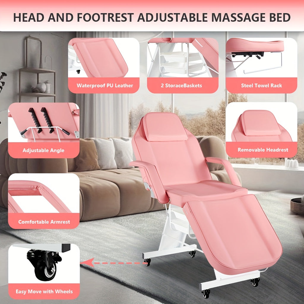 Facial Chair with Wheels 73inch Adjustable Bed