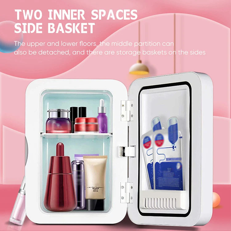 Pink Mini Skincare Fridge - Portable Cosmetic Refrigerator (4°C-12°C, Ultra-Quiet, USB Powered)