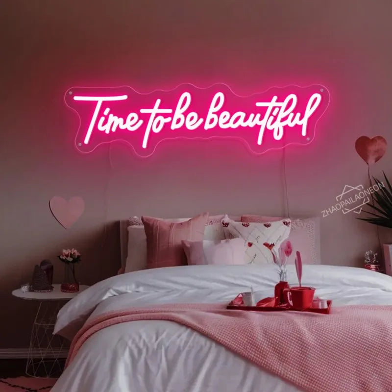 Time To Be Beautiful Neon Sign Wall Lights