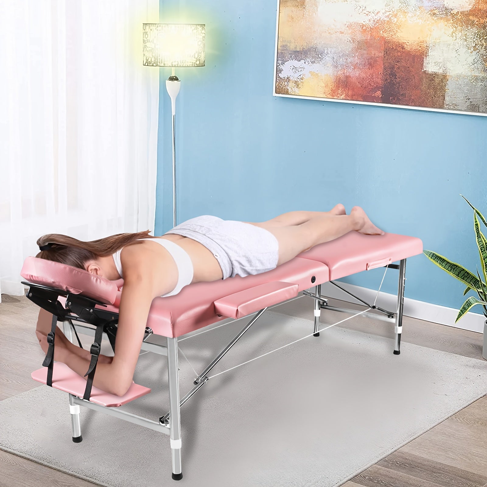 Portable Massage Table Foldable Massage 2 Section, Adjustable Height