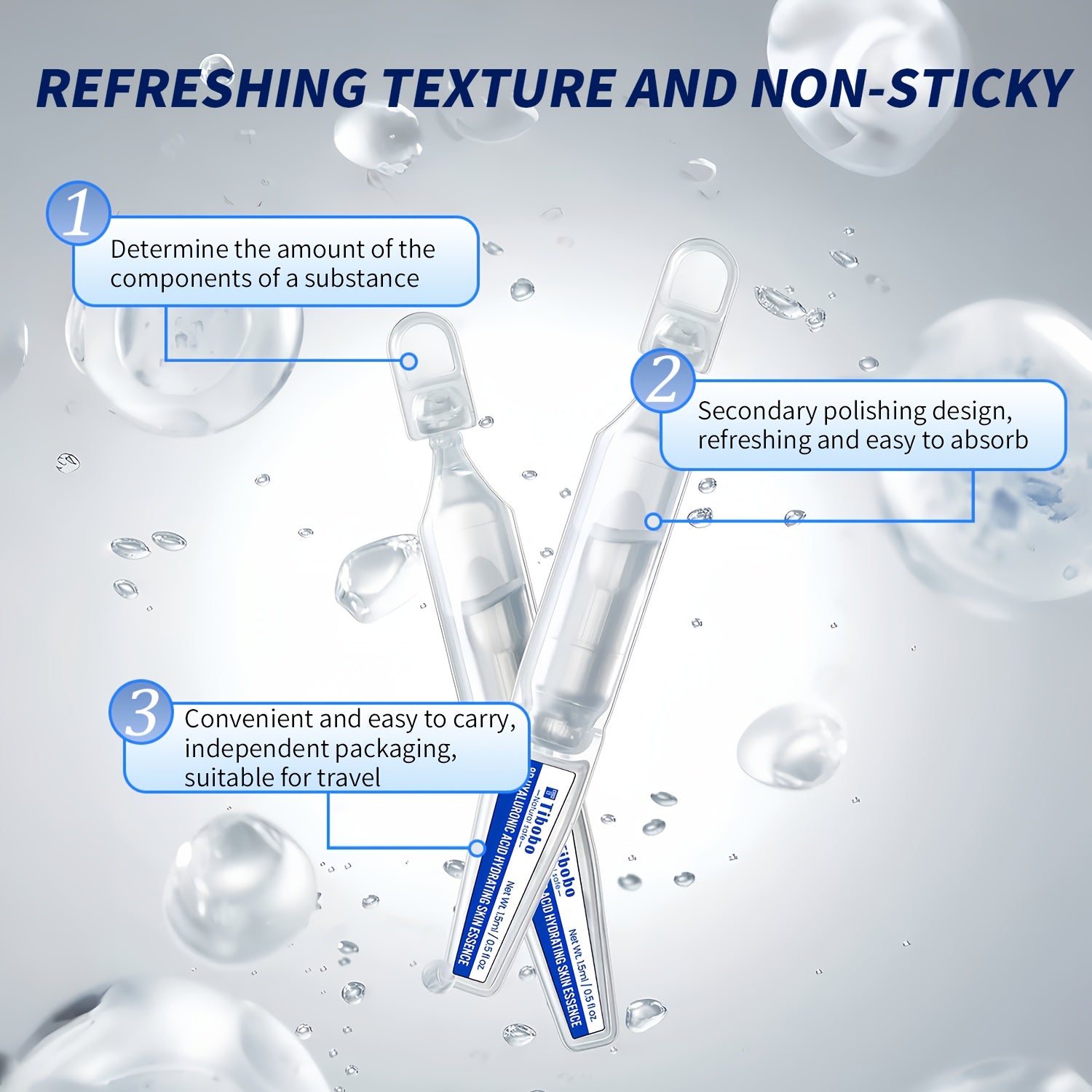 5% Facial High Content Hyaluronic Acid Serum, 8D Hydration & Moisture-Lock, Portable 0.05 Fl.oz *30pcs