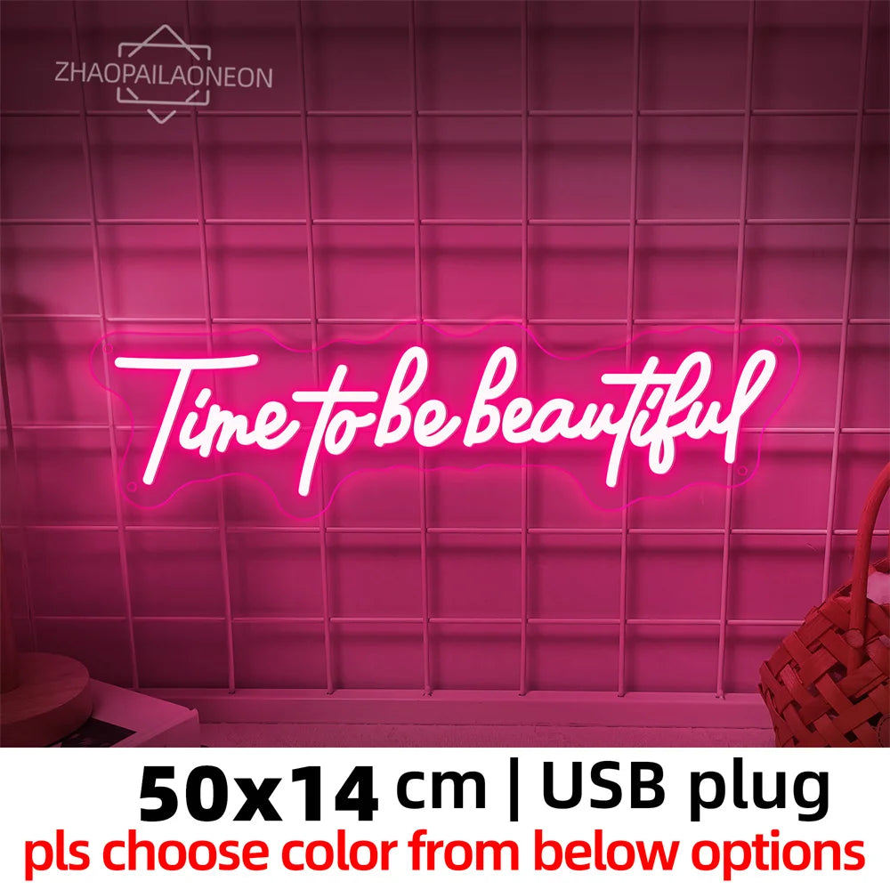 Time To Be Beautiful Neon Sign Wall Lights