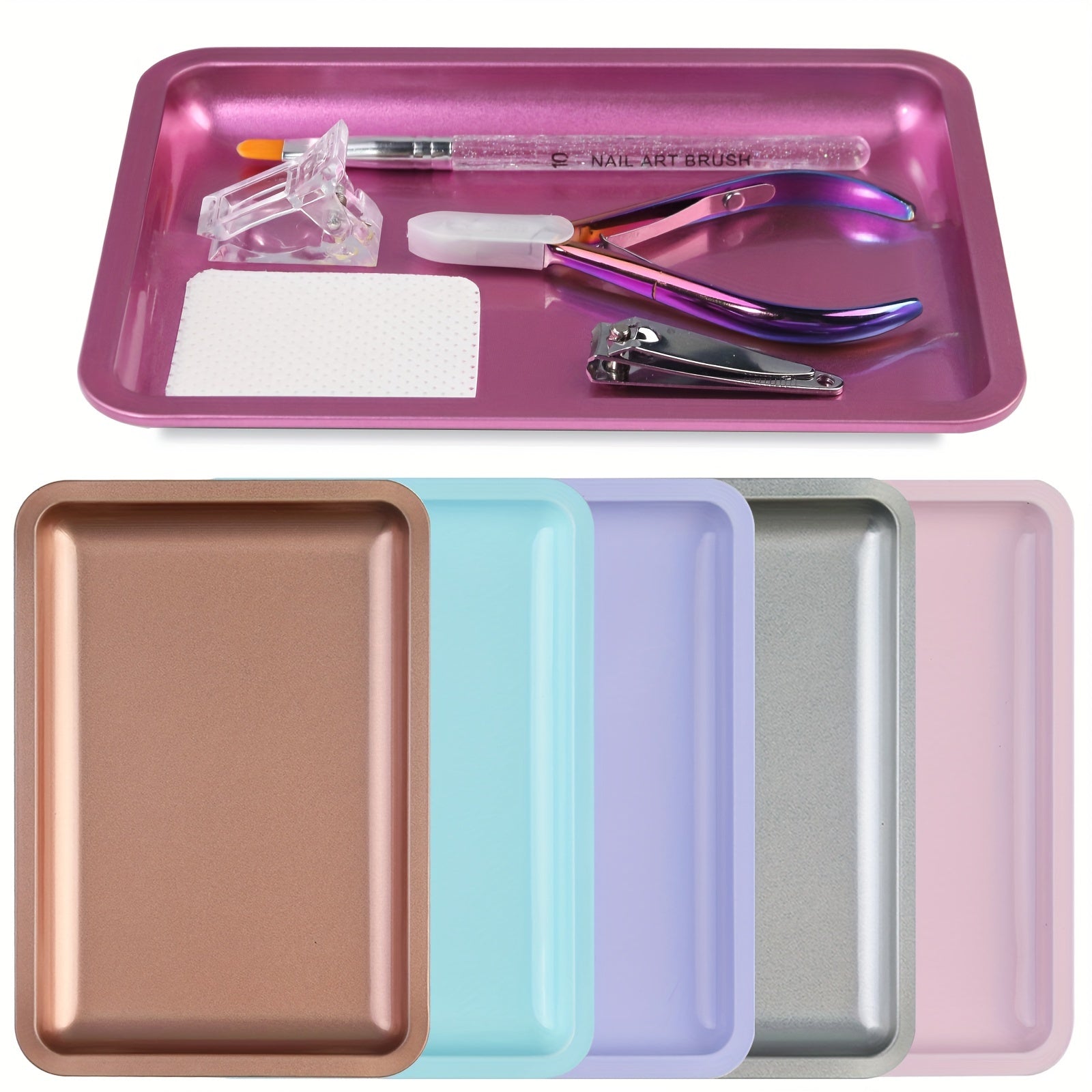 Square stainless steel accessory tray manicure tool storage tray cosmetic tray metal tray