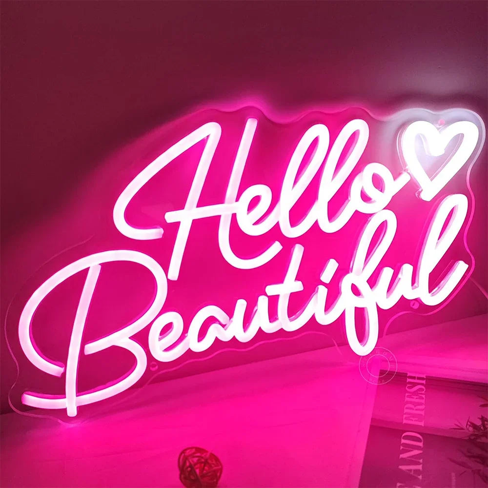 Hello Beautiful Led Neon Light Sign USB