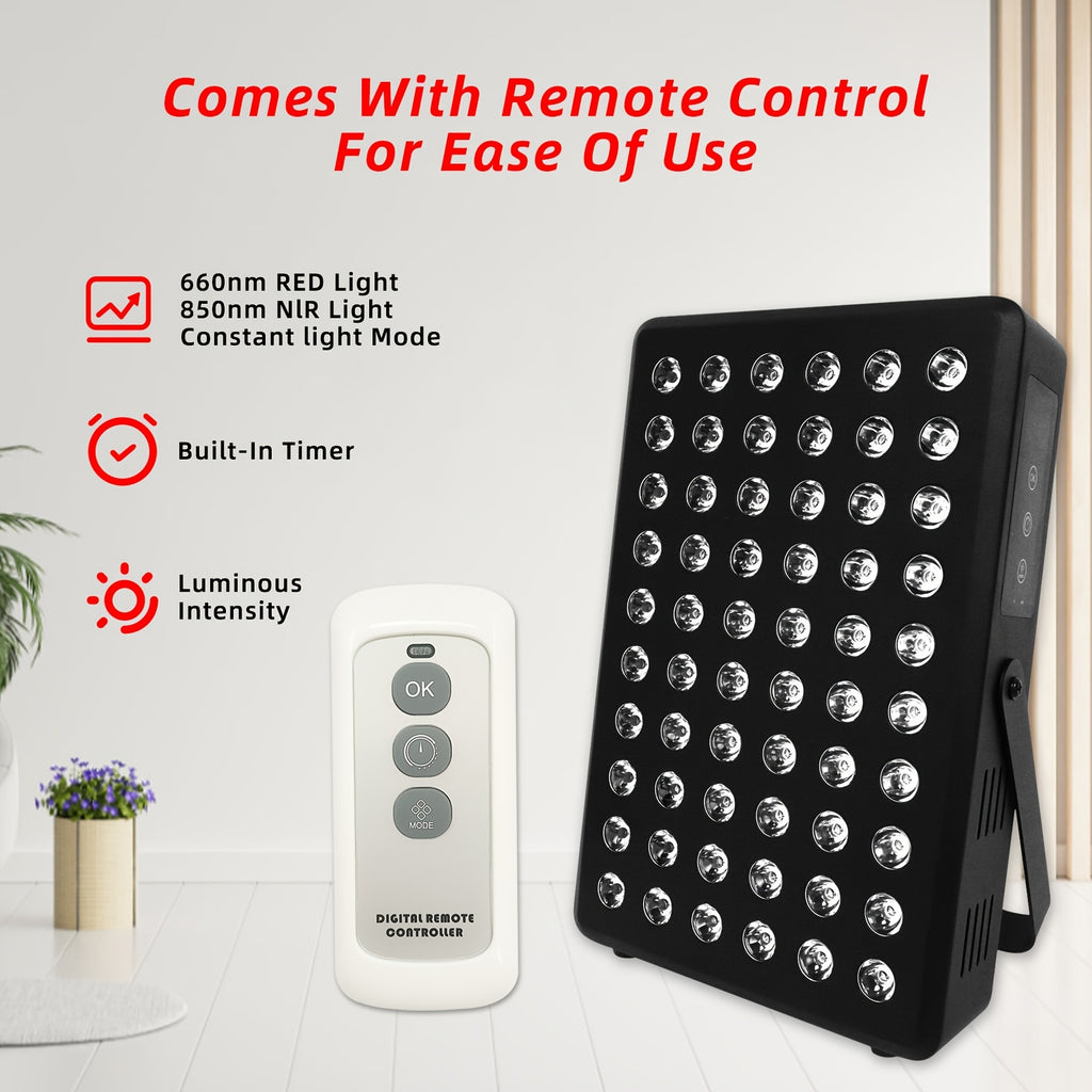 Red Light Panel - 660/850 Nano 60 LED 95W with Built in-in Timer, USB-Powered- E300, Durable Construction
