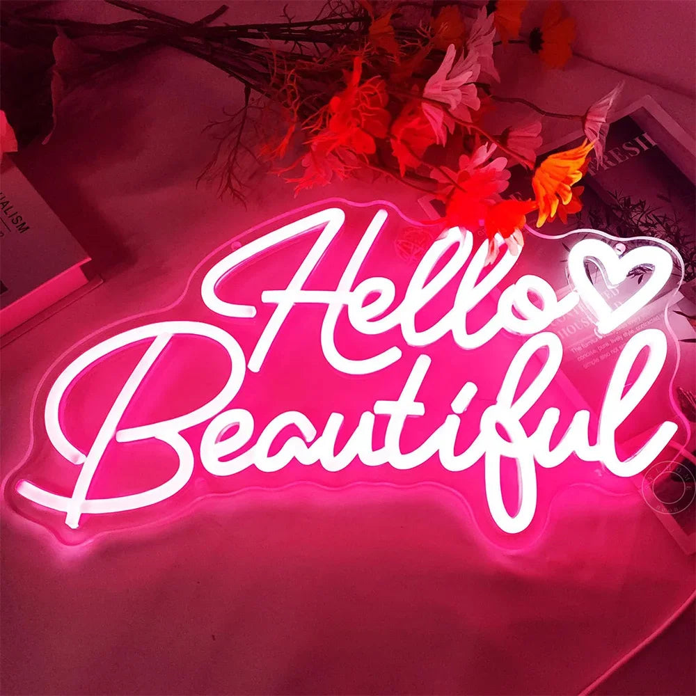 Hello Beautiful Led Neon Light Sign USB